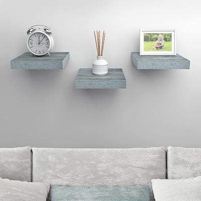 Rustic Square Floating Shelves Set of 4 Wood Wall Shelves, Hanging