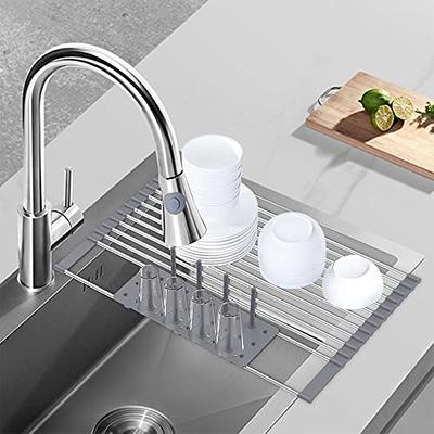 IBEDMAZIE Dish Drying Rack Large Size Without Installation 2-Tier Metal  Dish Racks for Kitchen Counter with Drain Board Multifunctional Storage and