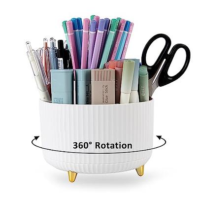 Rotating Desk Organizer, Pencil Holders, Office Accessories Caddy, School Supplies Organizer for Pen, Colored Pencil, Art Brushes, 5 Compartments