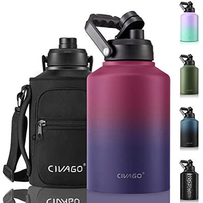 ZAKVOP 64 oz Insulated Water Bottle with Straws&3 Lids, Half