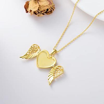 Symbols Of Faith Rectangular Cross and Angel Slide Locket Necklace 28