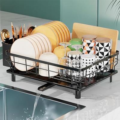 PXRACK Large Dish Drying Rack - Expandable Dish Rack with Drainboard Set, Multifunctional Dish Rack for Kitchen Counter, Anti-rust Drying Dish Rack