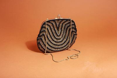 Vintage Black Velvet and Beaded Purse With Fringe by La Regale 