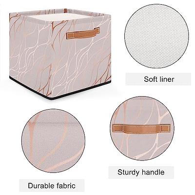 Marble Texture Cube Storage Baskets Fabric Rose Gold Marble