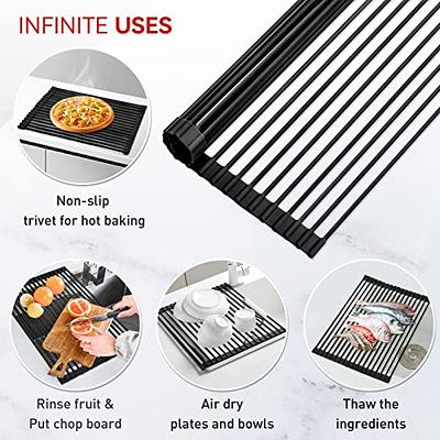 Multipurpose Foldable Silicone Dish Drainer Mat Roll-Up Sink Dish Drying  Rack Non-slip Washable Household