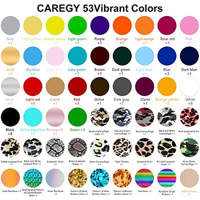 CAREGY HTV Vinyl Bundle Heat Transfer Vinyl 12x10 - 45 Pack Includes 30 Pack Assorted Colors Sheets and 2 Sheets Teflon, Iron on Vinyl for DIY