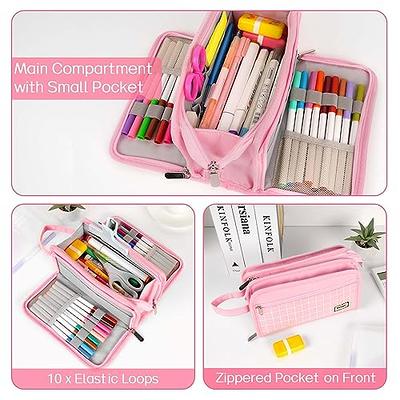 Sooez Large Pencil Case, Big Capacity Pencil Pouch Pen Bag with 3  Compartment, Portable Canvas Stationery Organizer with Zipper, Cute  Aesthetic School Supplies For Teen Girls Boy College, Pink - Yahoo Shopping