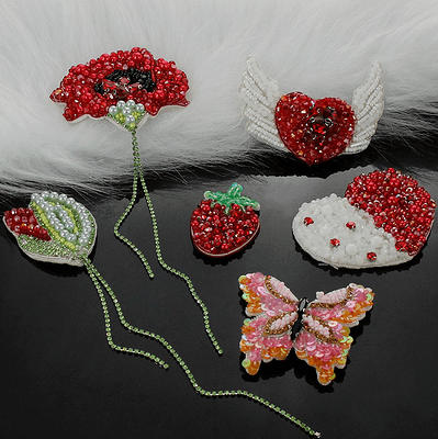 Crystal Beaded Fabric Embroidery Flower Wing Heart Strawberry Butterfly  Appliques Cloth Patch Diy Garment Accessory Dress Sweater Sale - Yahoo  Shopping