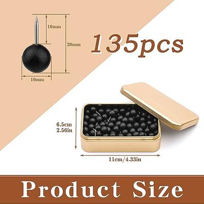 Thumb Tacks, Push Pins Decorative for Cork Board, Cute Push Pins, Wooden  Thumb Tacks for Wall Hangings, Bulletin Boards, Maps, Photos, and Home  Office Craft with Storage Box (Black Ball Head) 