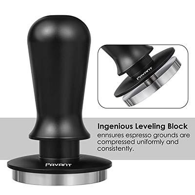 Calibrated Espresso Tamper, Coffee Tamper with Spring Aluminum Handle  Stainless Steel Flat Base, Professional Espresso Hand Tamper , 51MM Black  51mm 