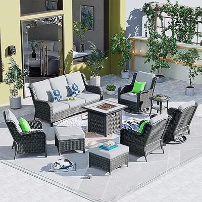 Mcombo Outdoor Patio Black Wicker Furniture Sectional Set All-Weather Resin Rattan Chair Conversation Sofas 6085-S1013