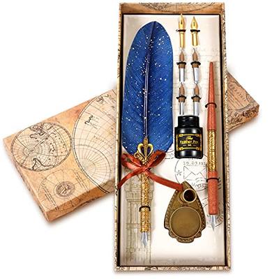 Jubapoz Feather Pen Calligraphy Pen and Ink Set Antique Quill Pen