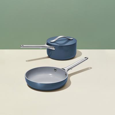 Caraway Home Mini Duo Non-Stick Ceramic Fry & Sauce Pan Set - Navy