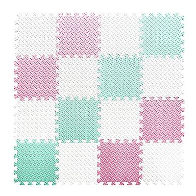 Tamiplay 16 Tiles Foam Play Mat, 0.4 Inch Thicked Interlocking Floor Mats  with Solid Colors, Squares Baby Play Mat, EVA Foam Puzzle Floor Mat Foam