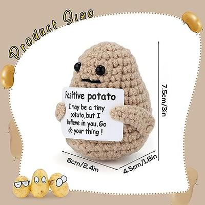 Funny Positive Potato 3 inch, Handmade Knitted Potato Toy Positive Card  Cute Wool Positive Potato Crochet Doll Cheer Up Gifts 