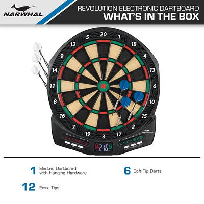 Narwhal Kingston Self Healing Bristle Dartboard with 6 Steel Tip Darts,  Official 18 Wide Dart Board 