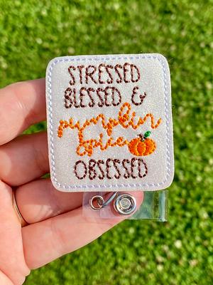 Stressed Blessed Christmas Obsessed Glitter Badge Reel - Christmas Badge Reel - Medical Badge Reel - Nurse Badge Reel