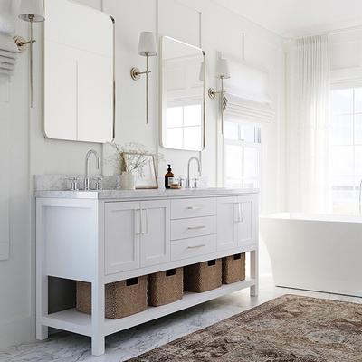  ARIEL Cambridge White Double Sink Bathroom Vanity 73