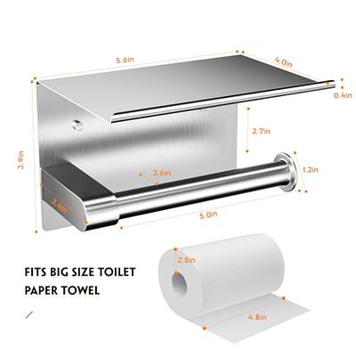 ASTOFLI Toilet Paper Holder with Shelf, Rustproof SUS304 Matte Black Toilet  Paper Holder Wall Mount, Toilet Paper Roll Holder, Toilet Tissue Holder