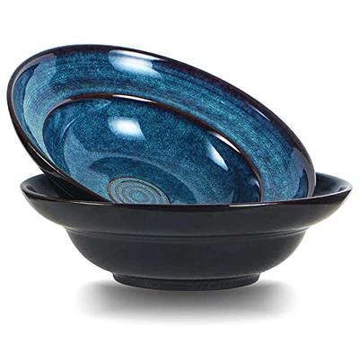 Starry Blue Ceramic Pasta Bowls Set, Set of 6, 32 Ounce Soup Bowls