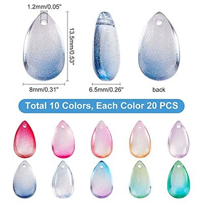 PH PandaHall Teardrop Crystal Beads, 200pcs 10 Color Water Drop Crystal  Glass Beads Transparent Loose Beads Colorful Charms Pendants for DIY Crafts