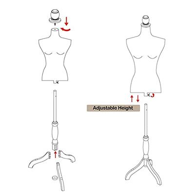 Female Dress Form Mannequin Torso Body with Adjustable Tripod Stand Dress Jewelry Display (Beige)