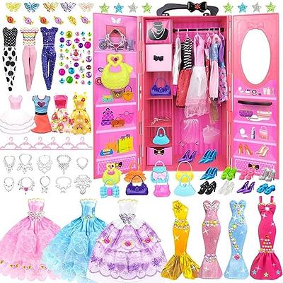 146pc Doll Dream Closet Wardrobe Doll Clothes and Accessories for 11.5 inch  Doll Fashion Design Kit Girl Doll Dress Up Including Wedding Dress Outfits  Shoes Hangers Bags Necklaces Stickers - Yahoo Shopping