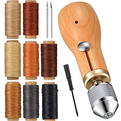 6 Pieces Canvas Leather Sewing Awl Needle with Copper Handle 50 m