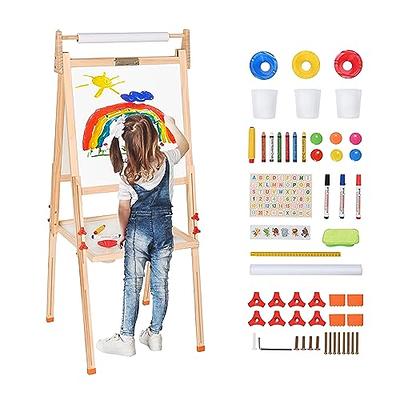 Fundamentals Kids Art Easel 3 in 1 Multipurpose Wooden Art Easel, Chalk Board 