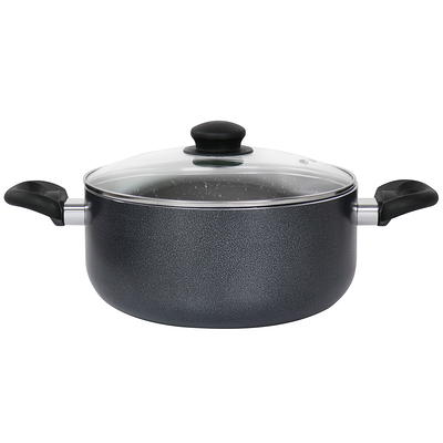 Oster 985105875M Clairborne 6 qt. Round Aluminum Nonstick Dutch Oven in Charcoal Gray with Glass Lid