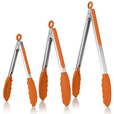 Kitchen Tongs, U-Taste 7/9/12 inches Cooking Tongs, with 600ºF High  Heat-Resistant Non-Stick Silicone Tips, 18/8 Stainless Steel Handle, for  Food Grill, Salad, BBQ, Frying, Serving, Pack of 3(Orange) - Yahoo Shopping