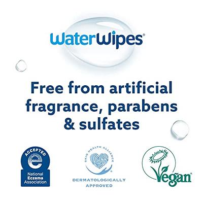 WaterWipes Plastic-Free Original-baby Wipes, 99.9% Water Based Wipes,  Unscented & Hypoallergenic for Sensitive Skin, 240 Count (4 packs),  Packaging