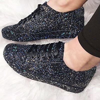 Hbeylia Women's Glitter Tennis Sneakers Fashion Dressy Sparkly Lace Up  Chunky Bottom Sneakers Rhinestone Bling Shoes Shiny Sequin Running  Lightweight Breathable Low Cut Canvas Shoes - Yahoo Shopping