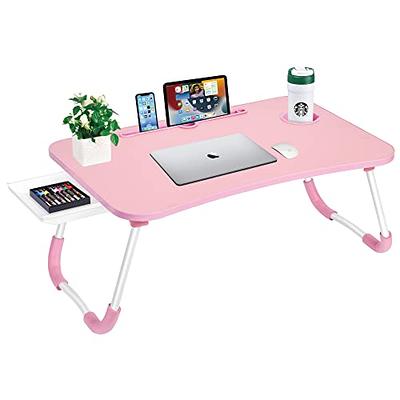 Laptop Lap Desk, Foldable Laptop Table Tray with 4 USB Ports Storage Drawer  and Cup Holder