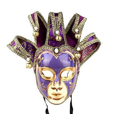 Halloween Mask Full Face Skull Masquerade Mask Venetian Purple Gold