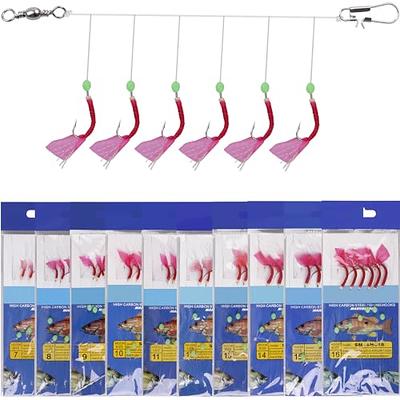 OCEAN CAT 10 Packs Feather Fish Skin 6 Hooks Fishing Rigs with