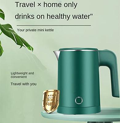 Small Electric Kettle Stainless Steel, 0.6L Portable Travel Kettle with  Double Wall Construction, Mini Hot Water Boiler Heater, Electric Tea Kettle  for Business Trip, Camping, Travel, Office (Green) - Yahoo Shopping