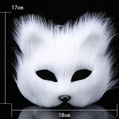 XYBHRC Cat Mask, 3pcs Therian Masks White Cat Masks Blank DIY Halloween Mask Animal Half Facemasks Masquerade Cosplay Party