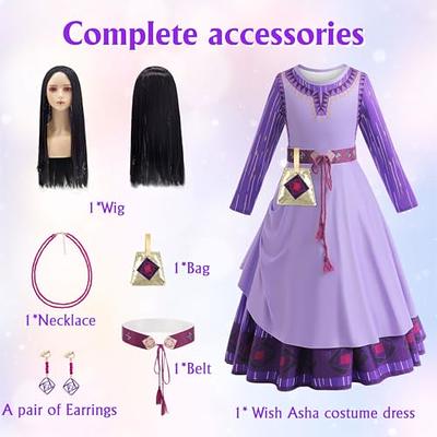 Wish Asha Costume Princess Dress with Earring Necklace Dress up