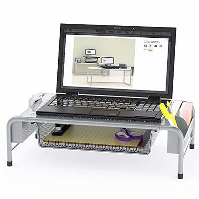 Simple Houseware Desk Monitor Stand Riser with Adjustable Organizer Tray, Black