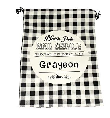 Personalized Farmhouse Black Buffalo Plaid Kitchen Towel