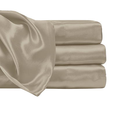 Satin Radiance Soft Silky Satin Sheets Solid Color Deep Pocket Twin Size  Satin Bed Sheet Set Cooling And Soft Slippery Satin Bedding + Satin