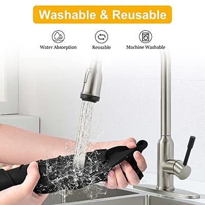 Lanwexy Silicone Faucet Splash Guard, 24 inch Kitchen Sink Splash Guard  Mat, Large Size Faucet Handle Drip Catcher Tray for Kitchen Countertop and