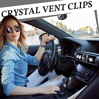 4 Pieces Air Vent Clip Charm Bling Car Vent Diffuser Clips Crystal Diamond  Air Freshener Rhinestone Oil Diffuser Vent Clip Bling Car Accessories for