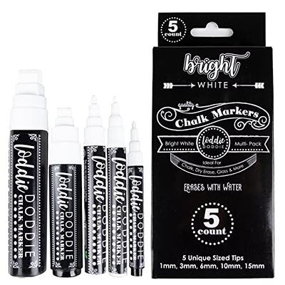 Chalkola 5 White Chalk Markers for Chalkboard Signs, Blackboard, Car  Window, Bistro, Glass | 5 Variety Pack - Thin, Fine Tip, Bold & Jumbo Size