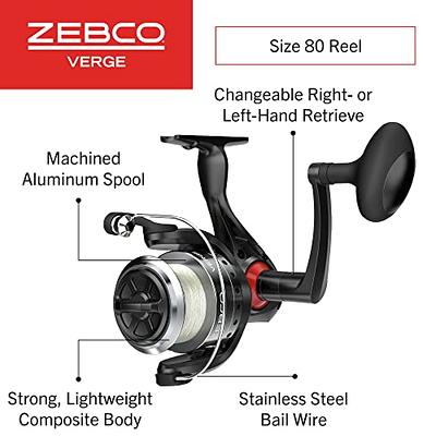 Zebco Verge Spinning Fishing Reel, Size 80 Reel, Changeable Right- or Left-Hand  Retrieve, Pre-Spooled with 30-Pound Zebco Fishing Line, All-Metal Gears, TRU  Balance Rotor, Black - Yahoo Shopping