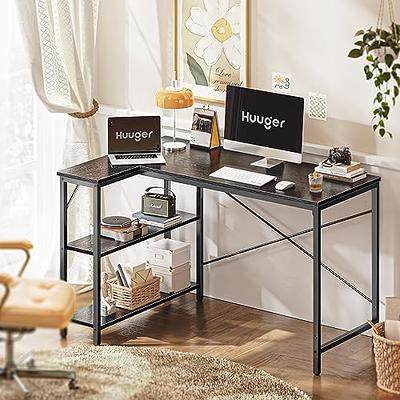 Study Table : 47 Inch Home Office Desk & Computer Table with Storage Shelves