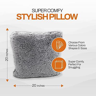 Cheer Collection Set of 2 Shaggy Long Hair Throw Pillows - White - 18 x 18 in