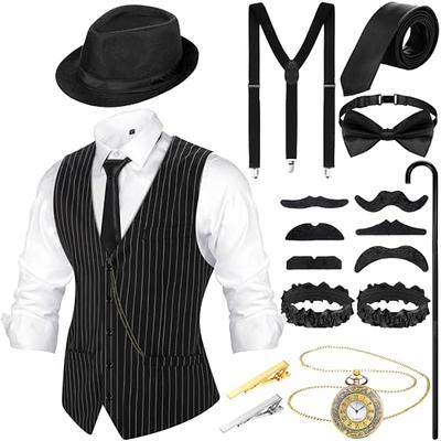 Hercicy 1920s Men's Costume Accessories Set, Gangster Vest Hat ...