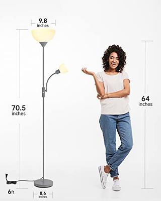 Torchiere Floor Lamp w/ Reading Light & Remote & Wall Switch